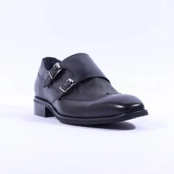 Tommy Bowe Obus Monkstrap Dress Shoe - Black Leather