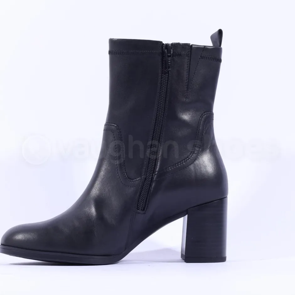 Women Gabor October Stack Heel High Ankle Boot - Black Leather