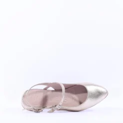 Women Wonders Oriana Low Mary Jane Pump - Gold Leather