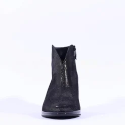 Women Ara Orly Block Heel V Cut Boot - Black Shimmer