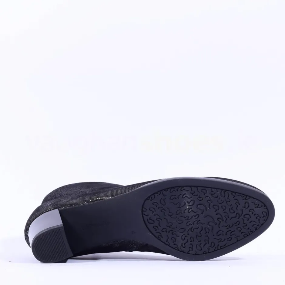 Women Ara Orly Block Heel V Cut Boot - Black Shimmer