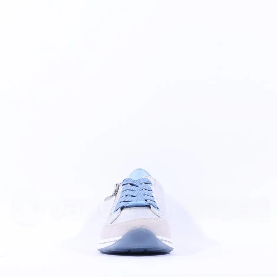 Women Ara Osaka Comfort Laced Trainer Side Zip - Silver Ice