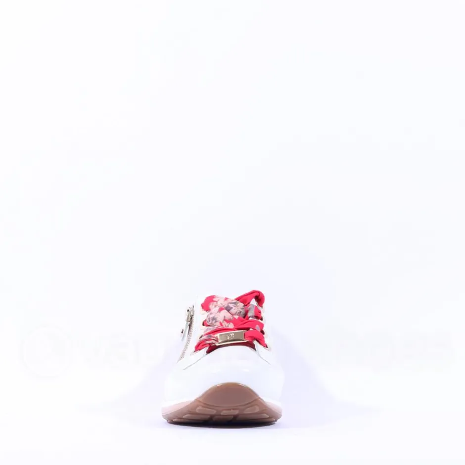 Women Ara Osaka Comfort Laced Trainer Side Zip - White Combi