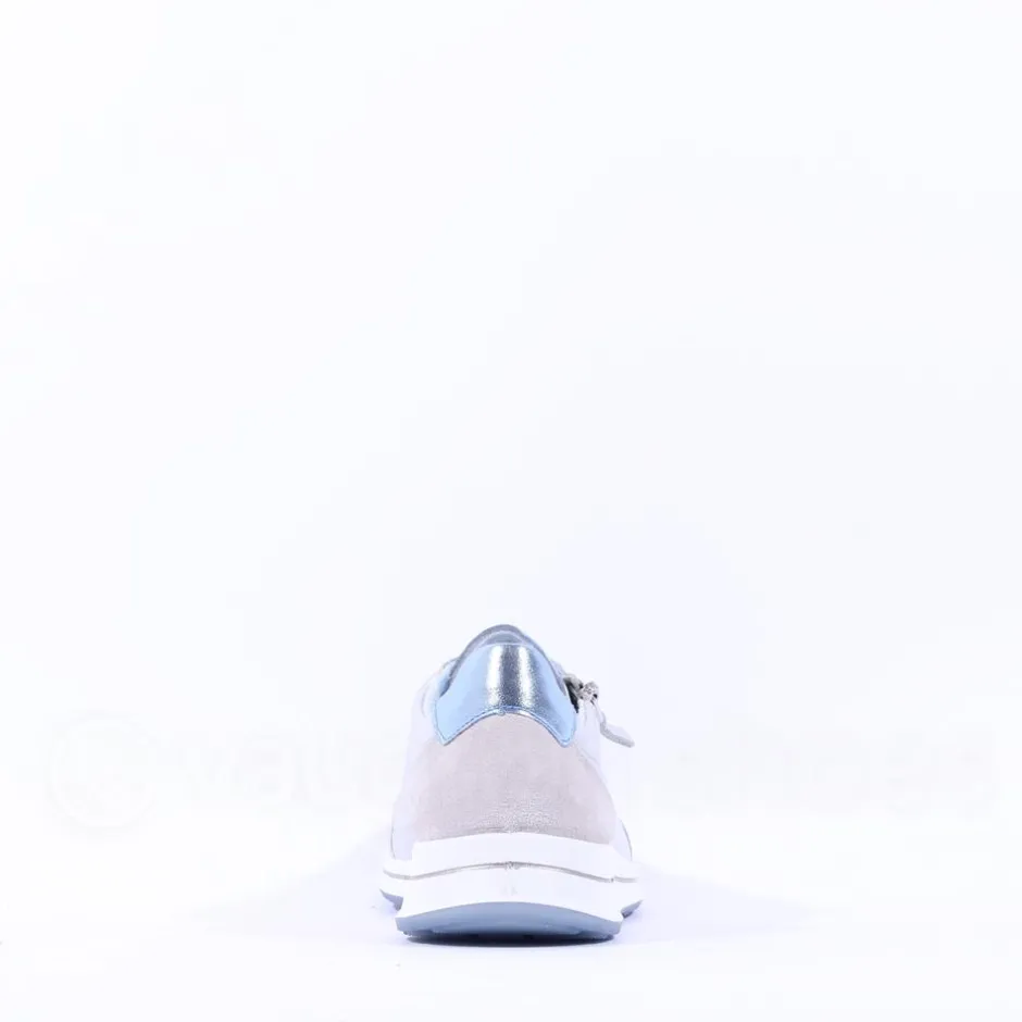 Women Ara Osaka Comfort Laced Trainer Side Zip - Silver Ice