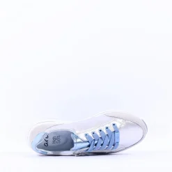 Women Ara Osaka Comfort Laced Trainer Side Zip - Silver Ice
