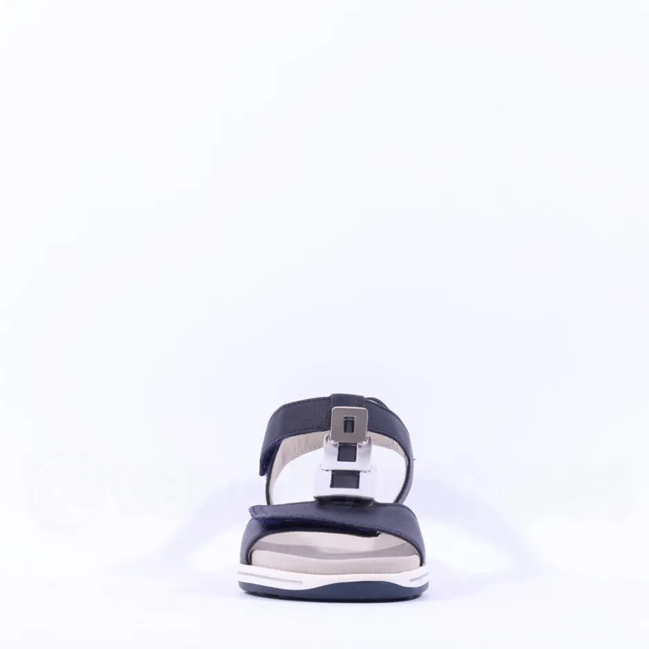 Women Ara Osaka Metal Plate Velcro Sandal - Navy