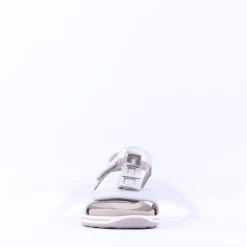 Women Ara Osaka Metal Plate Velcro Sandal - Silver