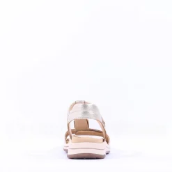 Women Ara Osaka Metal Plate Velcro Sandal - Gold