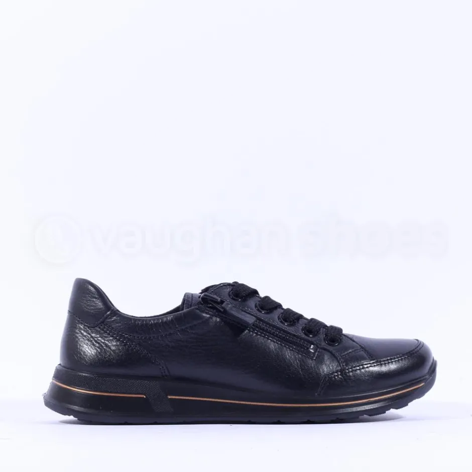 Women Ara Osaka Side Zip Lace Trainer - Black Gold