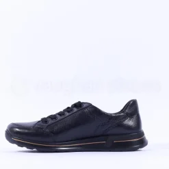 Women Ara Osaka Side Zip Lace Trainer - Black Gold