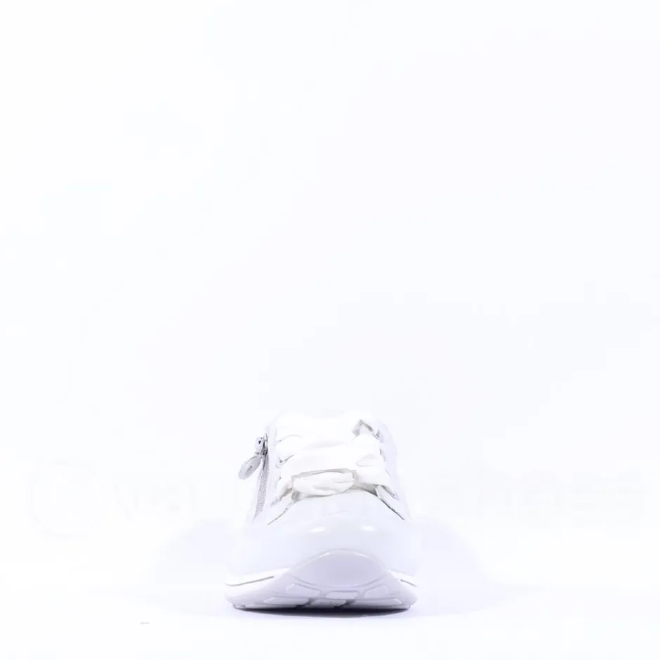 Women Ara Osaka Side Zip Ribbon Lace Trainer - White Silver