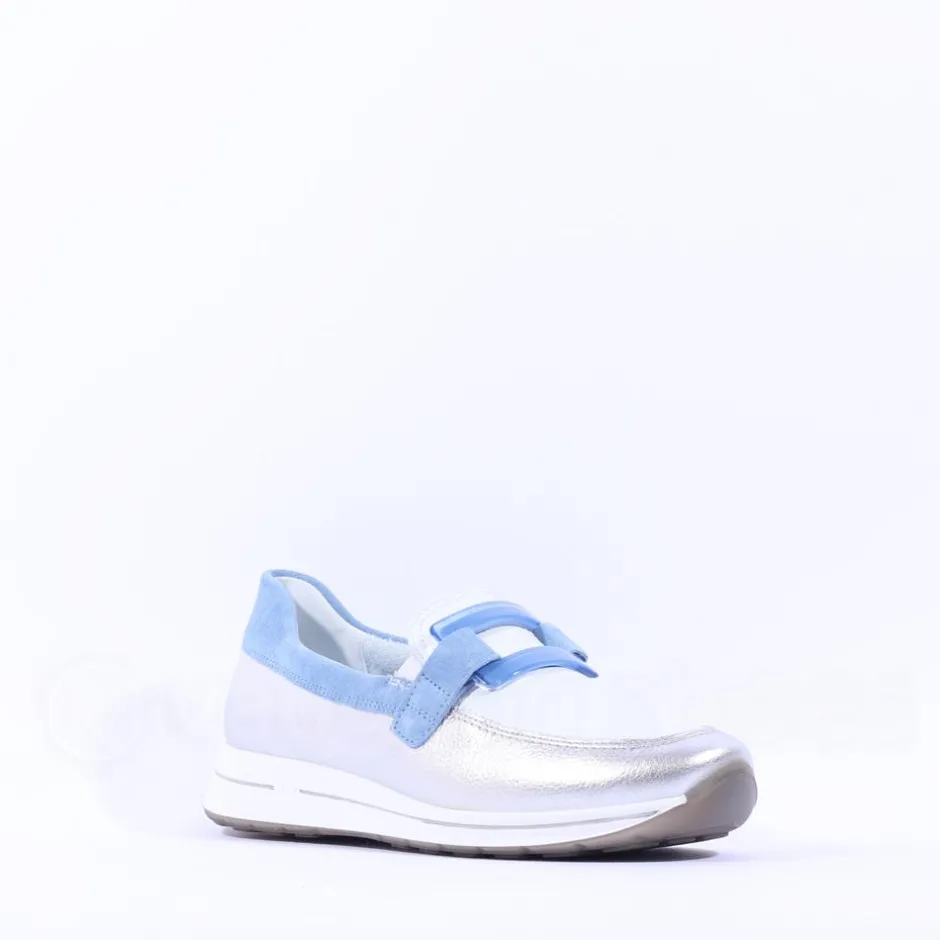 Women Ara Osaka Slip On Buckle Wedge - Silver Ice