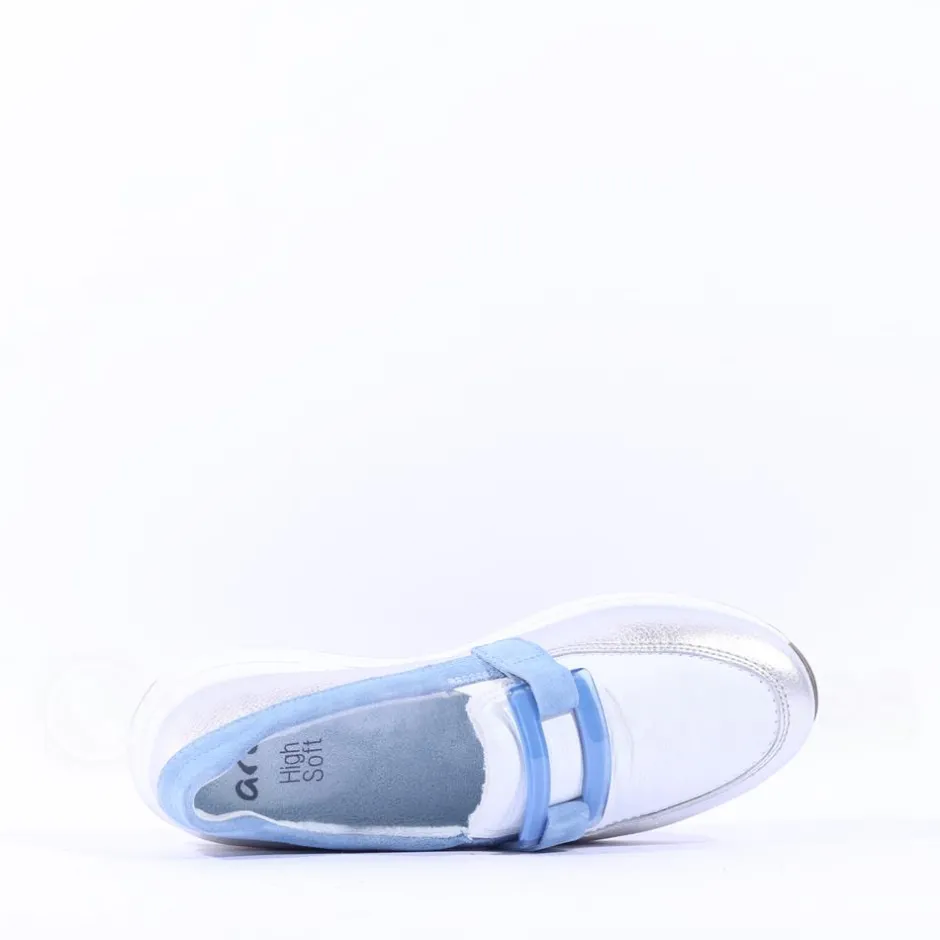 Women Ara Osaka Slip On Buckle Wedge - Silver Ice