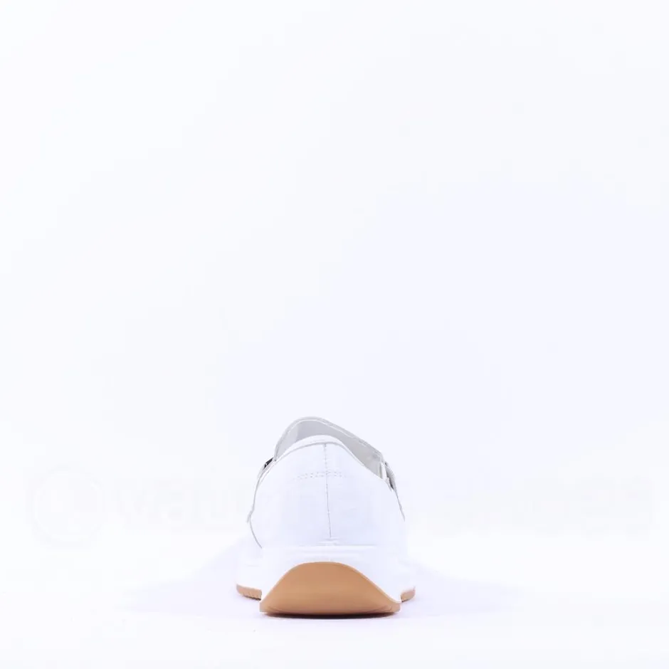 Women Ara Osaka Slip On Link Wedge - White Gold Leather