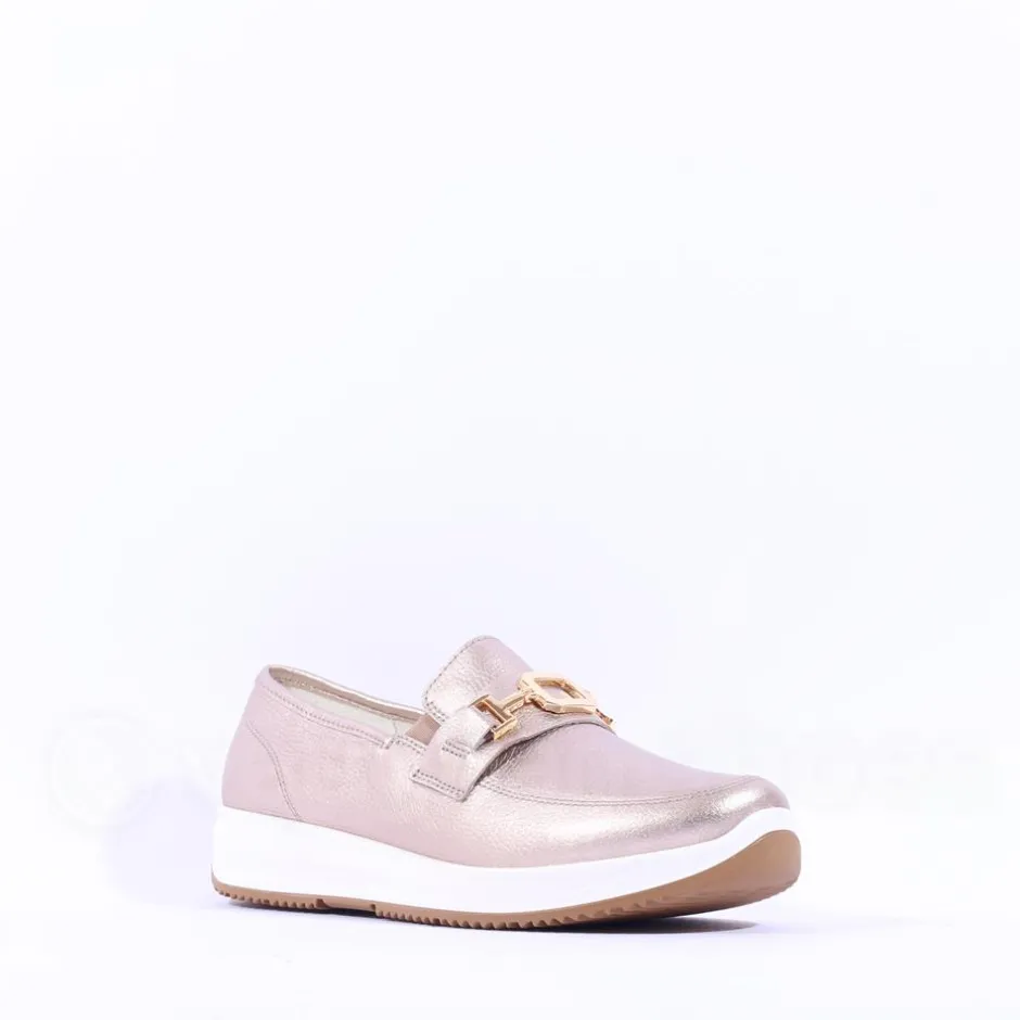 Women Ara Osaka Slip On Link Wedge - Gold Leather