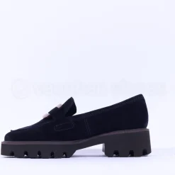 Women Ara Oxford Chunky Sole Square Loafer - Navy Suede