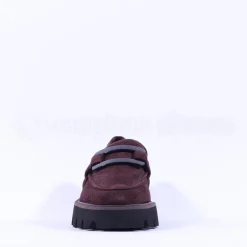 Women Ara Oxford Chunky Sole Square Loafer - Burgundy Suede