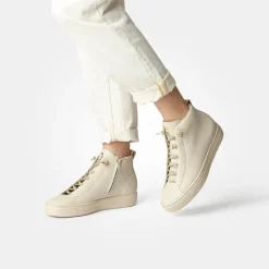 Women Paul Green Hidden Bungee Lace Hi Top - Biscuit Leather