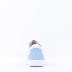 Women Caprice Peggy Side Zip Comfort Trainer - White Light Blue Leather