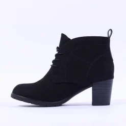 Women Marco Tozzi Pesa Lace Up Block Heel Boot - All Black