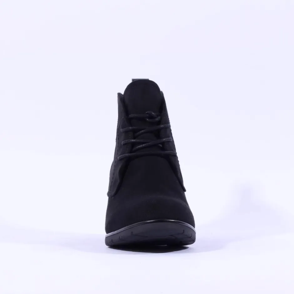 Women Marco Tozzi Pesa Lace Up Block Heel Boot - All Black
