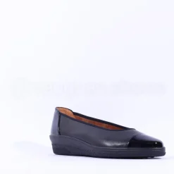 Women Gabor Petunia Patent Toe Cap Wedge - Black Leather