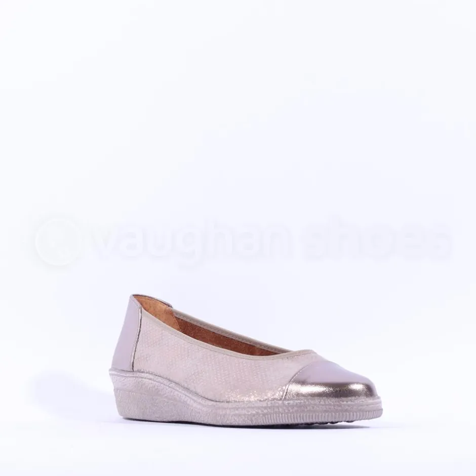 Women Gabor Petunia Toe Cap Low Wedge - Gold Metallic