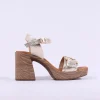 Women Oh My Sandals Platform Block Heel Link - Gold Leather