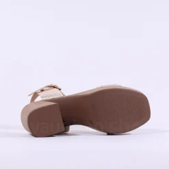 Women Oh My Sandals Platform Block Heel Link - Gold Leather