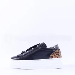 Women Marco Moreo Platform Frill Trainer - Black Leopard
