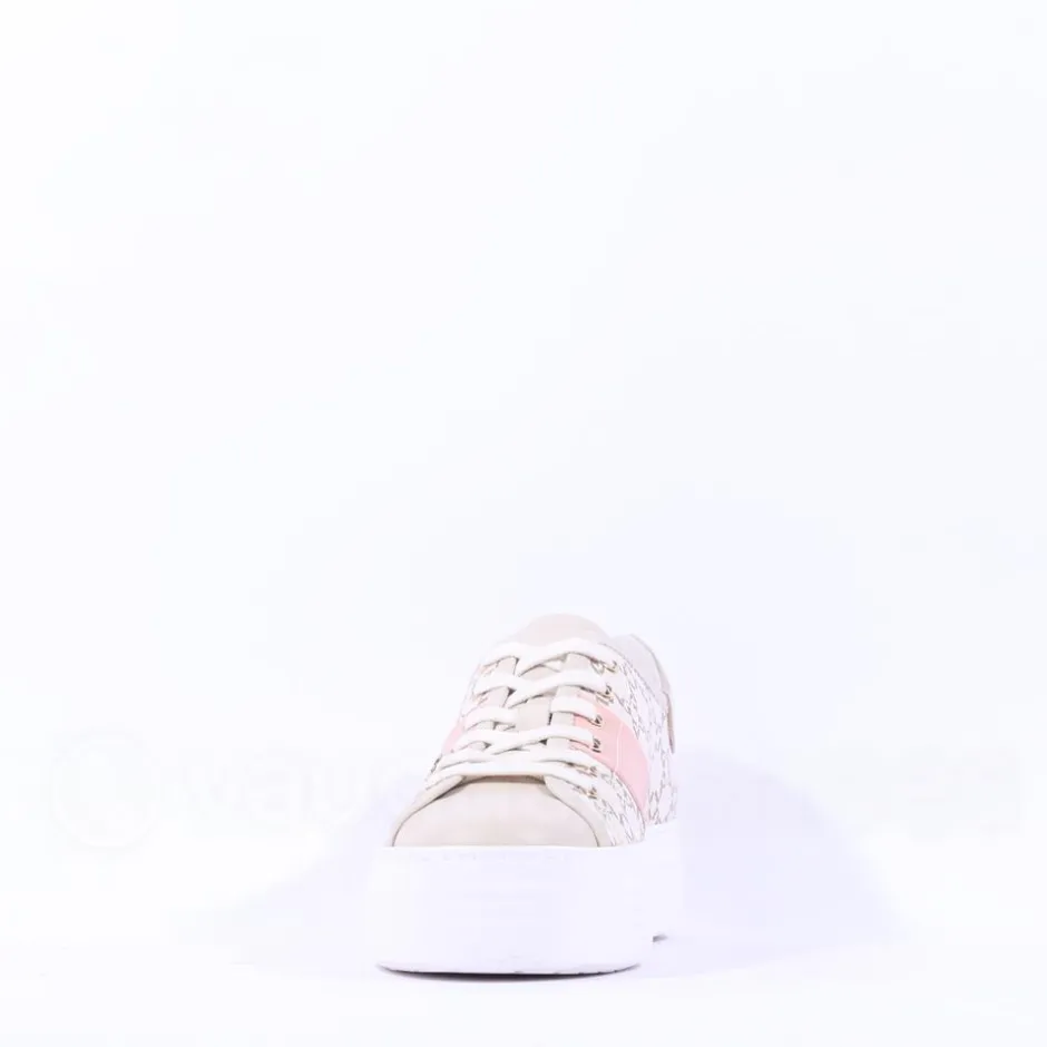 Women NeroGiardini Platform Lace Print Trainer - Nude Pink