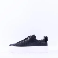 Women NeroGiardini Platform Laced Bow Trainer - Black Leather