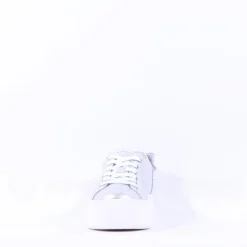 Women NeroGiardini Platform Laced Bow Trainer - Silver Leather