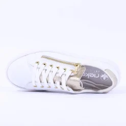 Women Rieker Platform Laced Trainer & Side Zip - White
