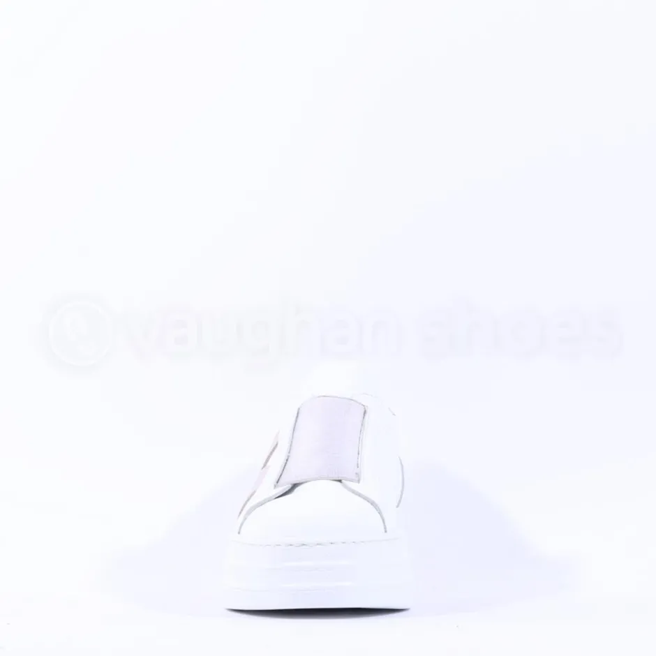 Women Marco Moreo Platform Slip On M Trainer - White Gold Leather