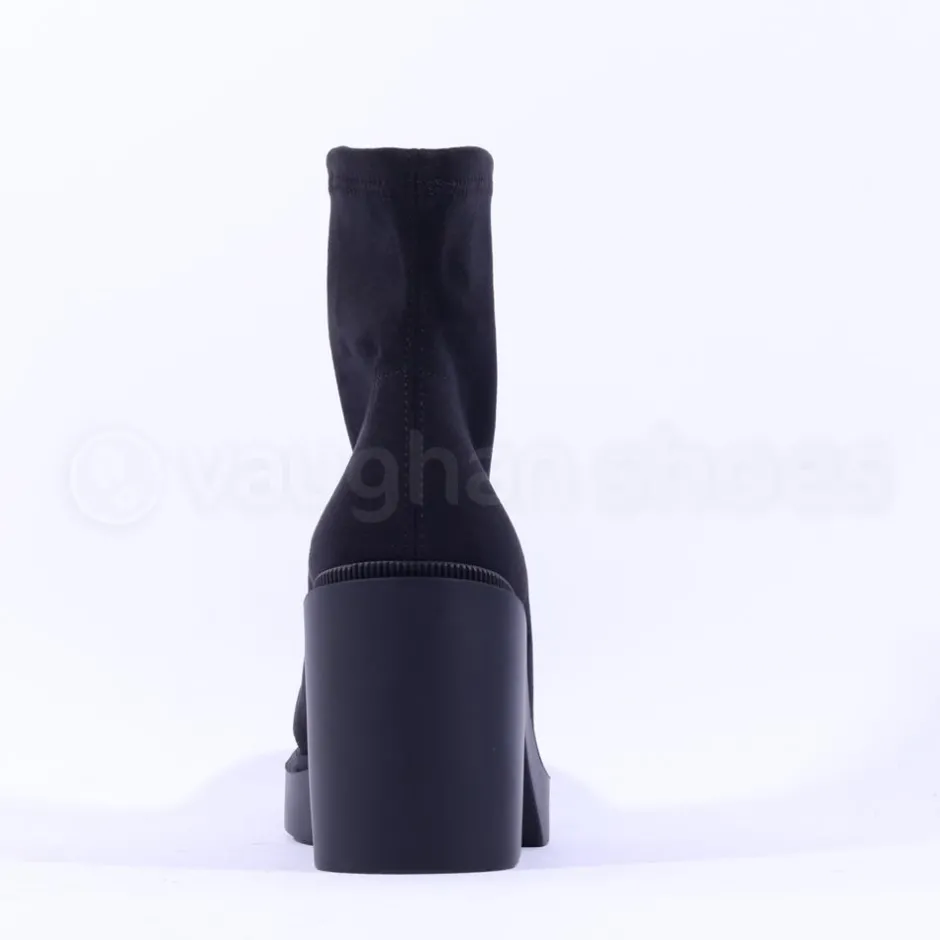 Women Miss Elastic Platform Sock Boot - Black Suede