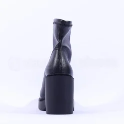 Women Miss Elastic Platform Sock Boot - Black Leather