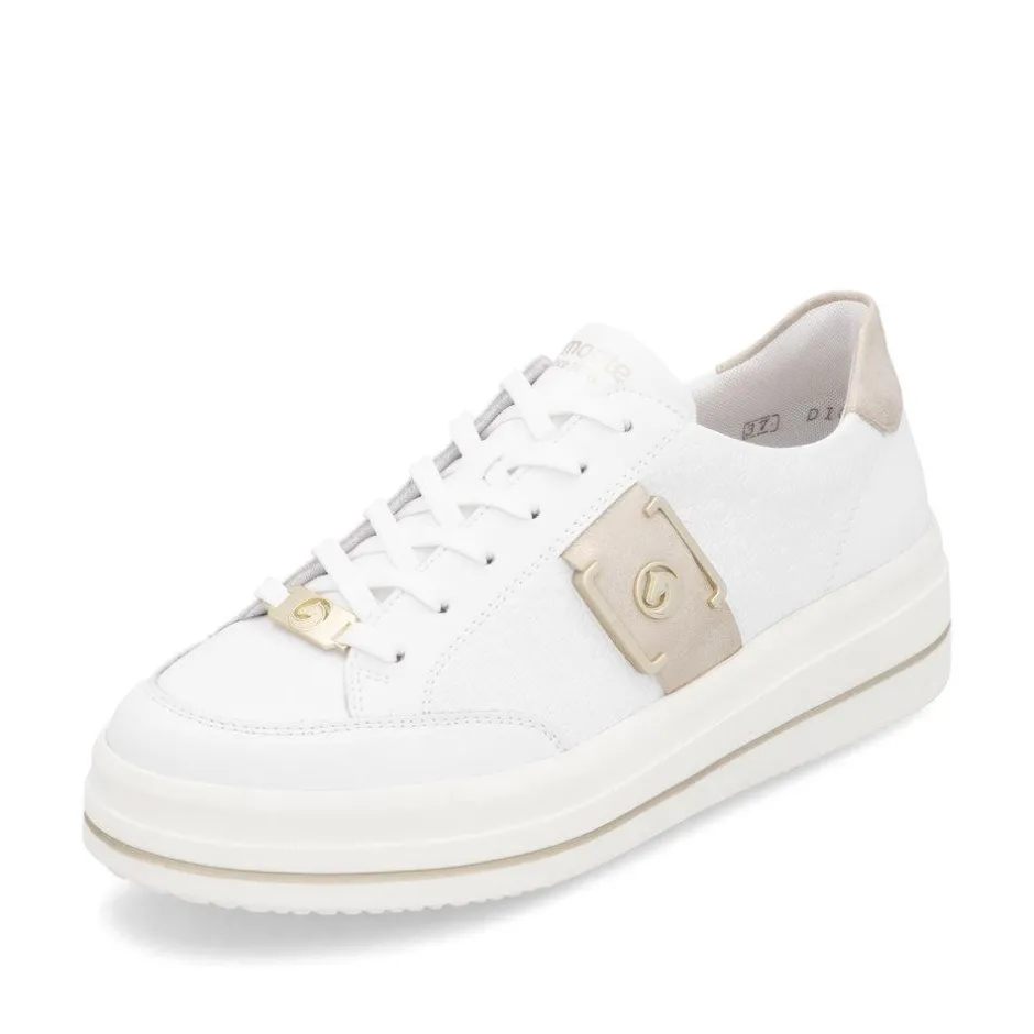 Women Remonte Platform Stripe Trainer - White Gold