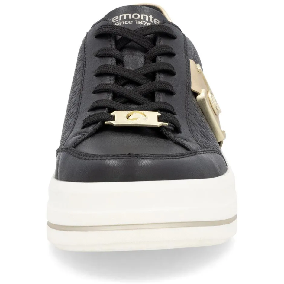 Women Remonte Platform Stripe Trainer - Black Gold