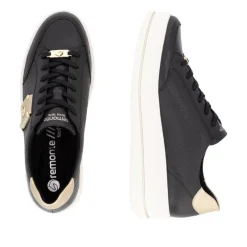 Women Remonte Platform Stripe Trainer - Black Gold