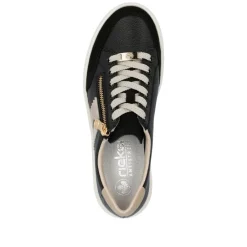 Women Rieker Platform Trainer With Side Zip - Black