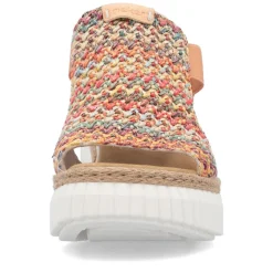 Women Rieker Platform Wedge Knitted Sandal - Peach Combi