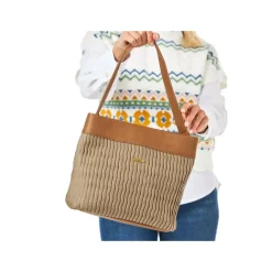 Rieker Pleated Shoulder Bag - Beige Tan