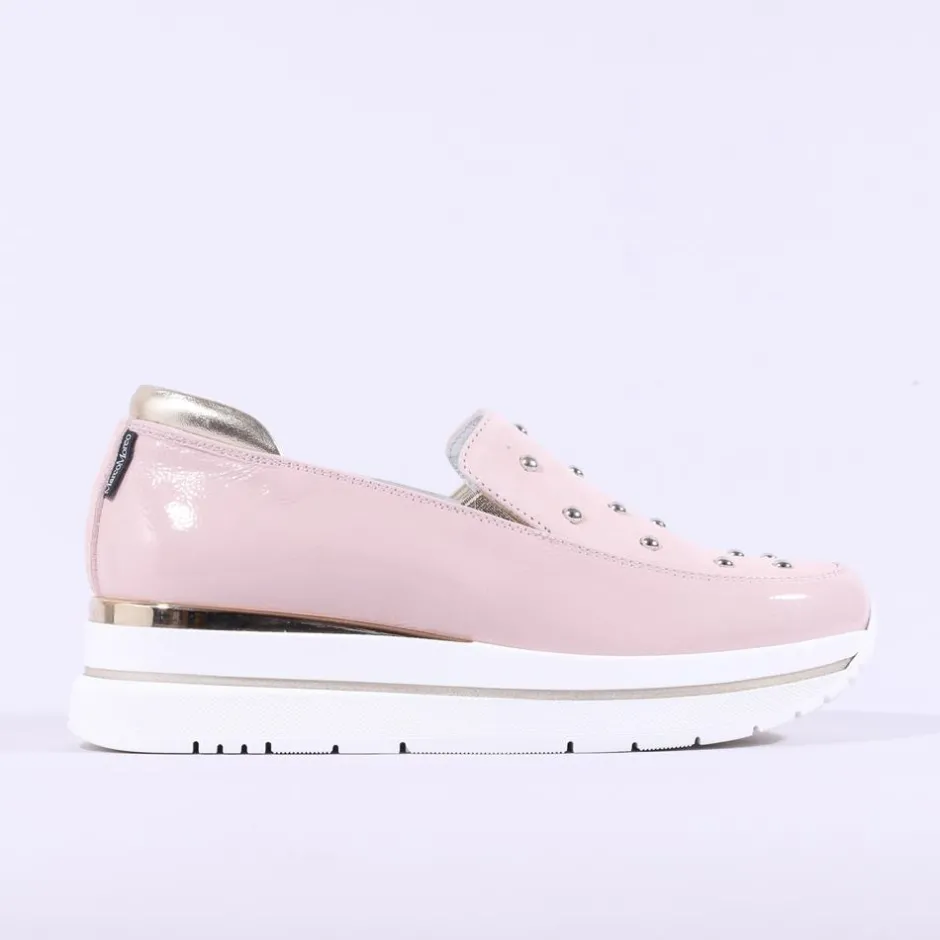 Women Marco Moreo Pompei Stud Platform Slip On - Pink Patent