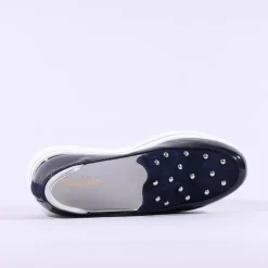 Women Marco Moreo Pompei Stud Platform Slip On - Navy Patent