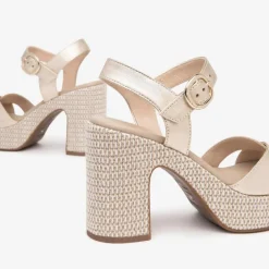Women NeroGiardini Print Platform Heel Sandal - Gold Combination