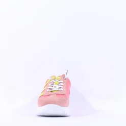 Women Wonders Racer 2 Tone Bungee Lace Trainer - Coral Peach