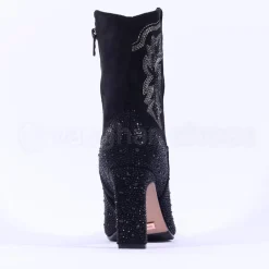 Women Una Healy Rainmaker Diamante Detail Boot - Black Sparkle