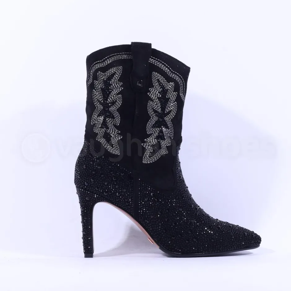 Women Una Healy Rainmaker Diamante Detail Boot - Black Sparkle
