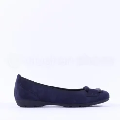 Women Gabor Raven Square Buckle Low Pomp - Navy Suede